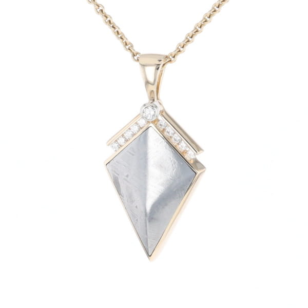 Meteorite Kite Shape Inlaid Pendant with 0.19ctw Diamonds