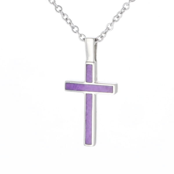 Sugilite 3 Section Inlaid Cross Pendant