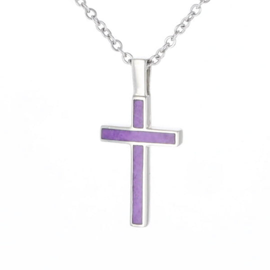 Sugilite 3 Section Inlaid Cross Pendant