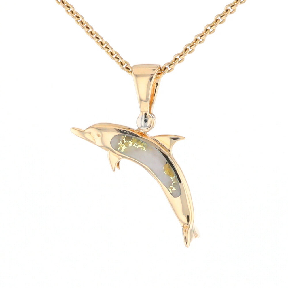 Gold Quartz Dolphin Pendant - G2