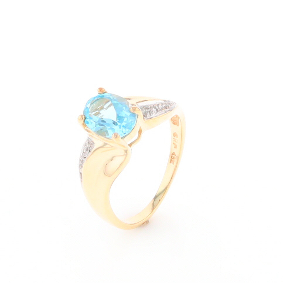 Blue Topaz Ring with Diamond Accents