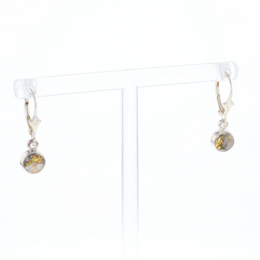 Gold Quartz Inlaid Round Bezel Earrings