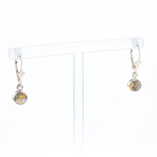 Gold Quartz Inlaid Round Bezel Earrings