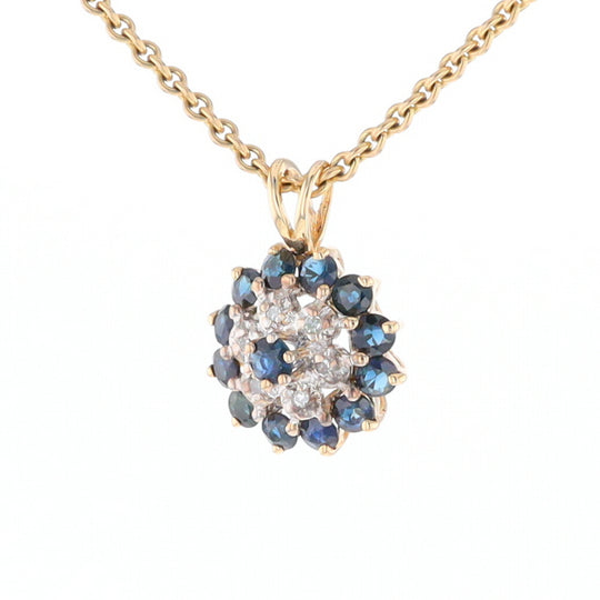 Round Diamond & Sapphire Cluster Pendant