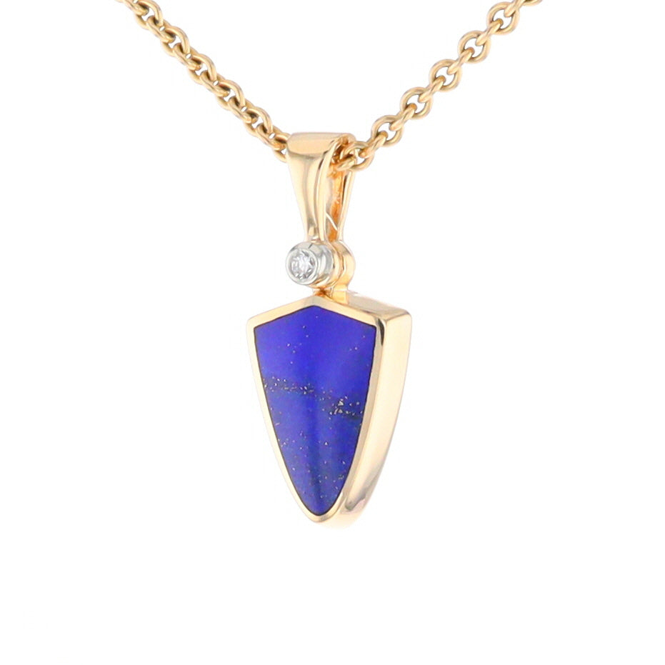 Lapis Shield Shaped Inlaid Pendant