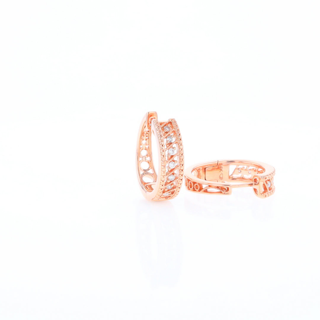 Rose Gold Diamond Hoop Earrings