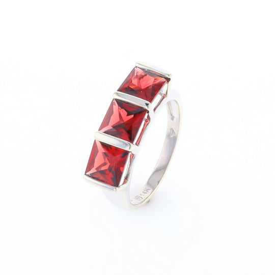 Three Square Garnet Ring