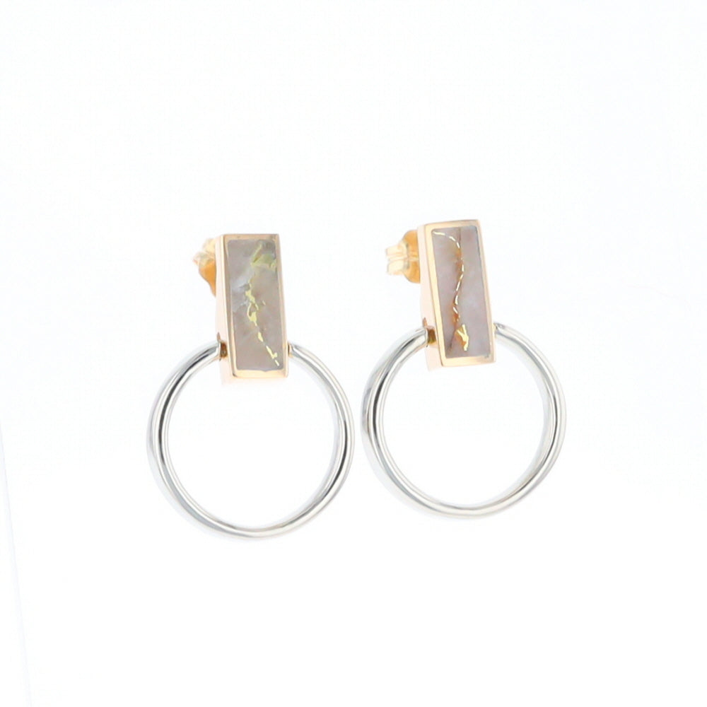 Gold Quartz Rectangle Inlaid Knocker Earrings - G2