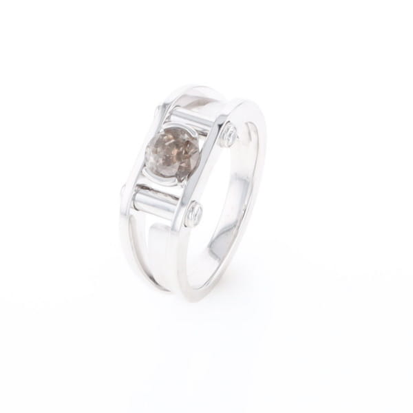 Men's Contemporary White Gold Industrial Brown Diamond Ring