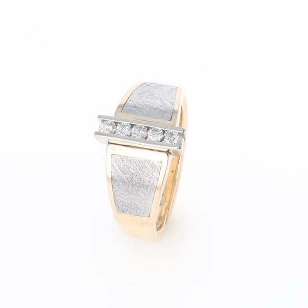 Meteorite Ring Double Sided Inlaid Design with .23ctw Diamonds