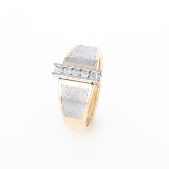 Meteorite Ring Double Sided Inlaid Design with .23ctw Diamonds