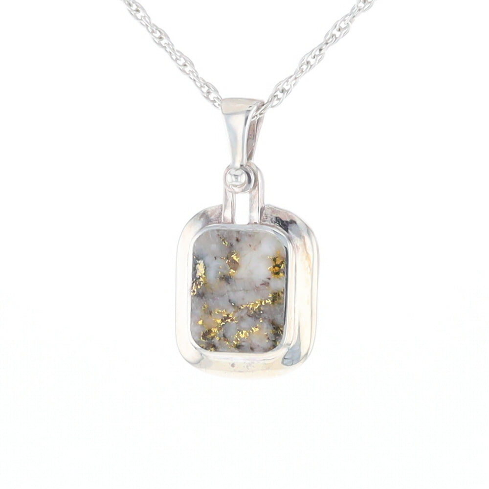 Gold Quartz Rounded Rectangle Pendant