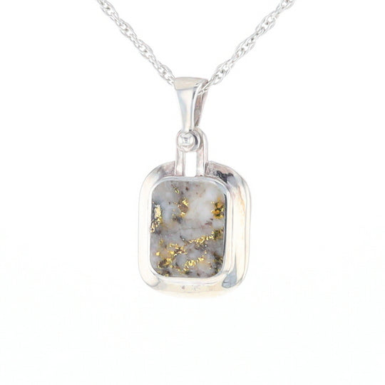 Gold Quartz Rounded Rectangle Pendant