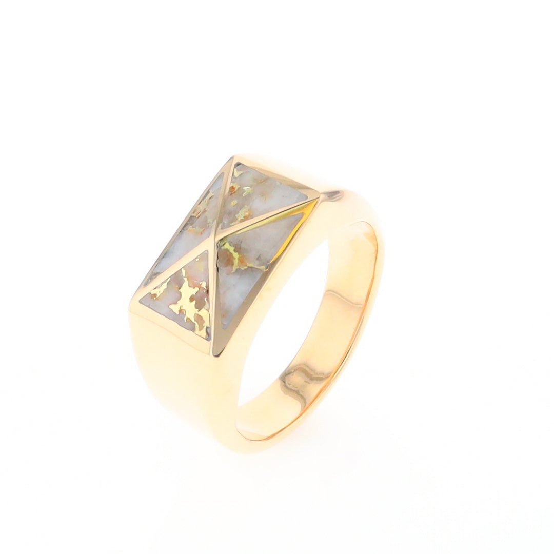 Four Section Gold Quartz Inlaid Men's Ring G2