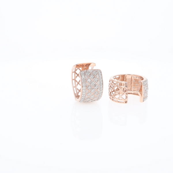 Checkered Wide Hinge Hoop Earrings