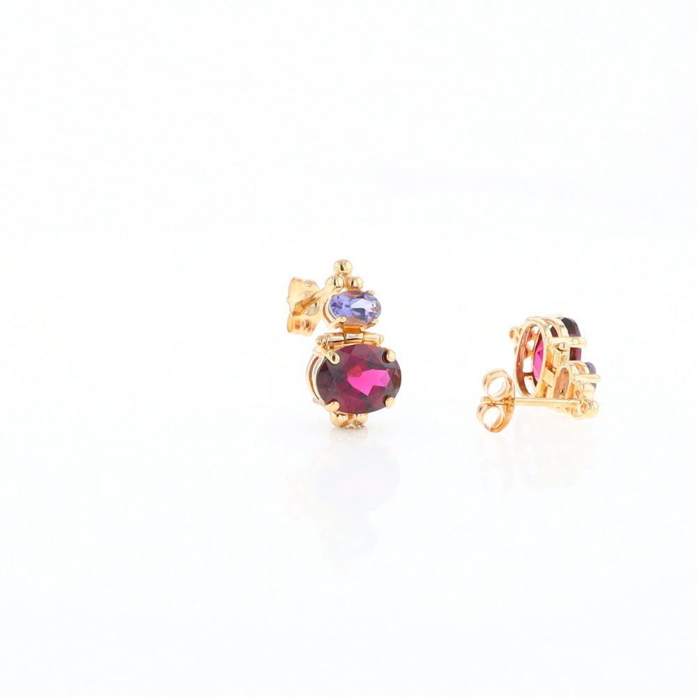 Garnet & Amethyst Dangle Earrings