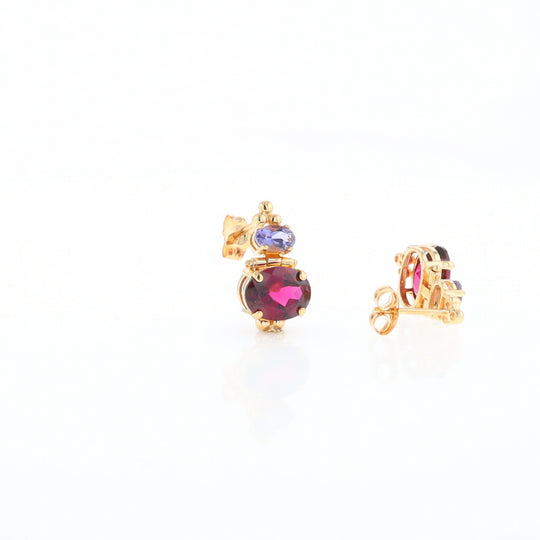 Garnet & Amethyst Dangle Earrings