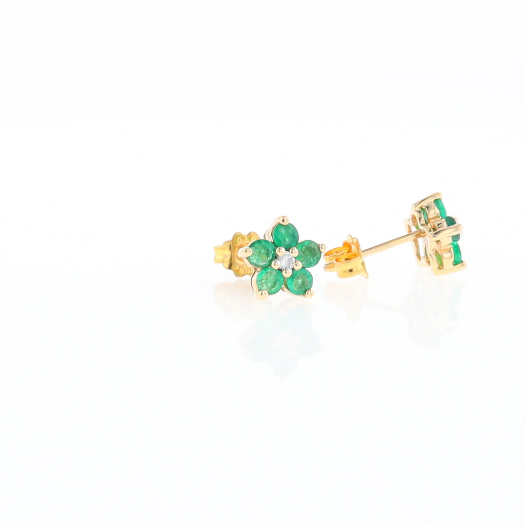 Emerald Flower Stud Earrings