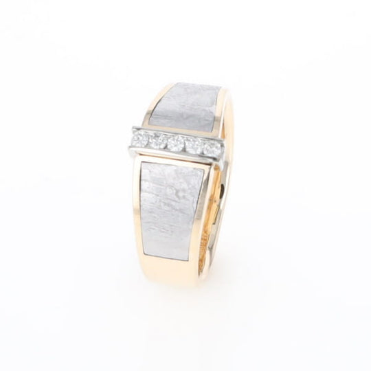 Meteorite Ring Double Sided Inlaid with .19ctw Round Diamonds