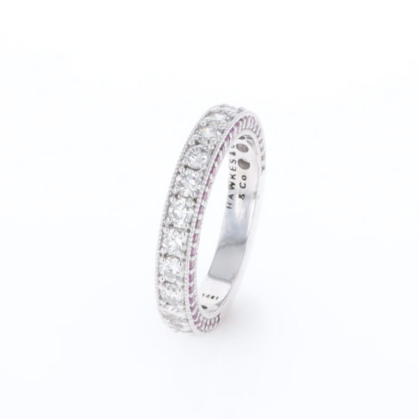 Diamond and Pink Sapphire Wedding Band