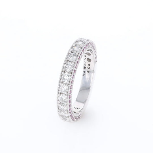 Diamond and Pink Sapphire Wedding Band