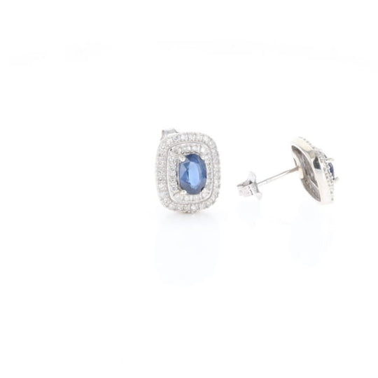Double Halo Sapphire Earrings