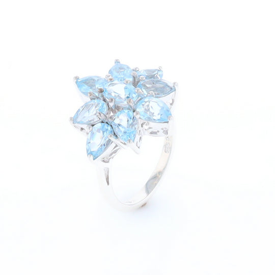 Blue Topaz Flower Ring