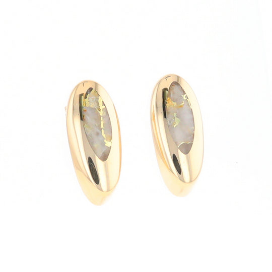 Oval Gold Quartz Inlaid Earrings - G2