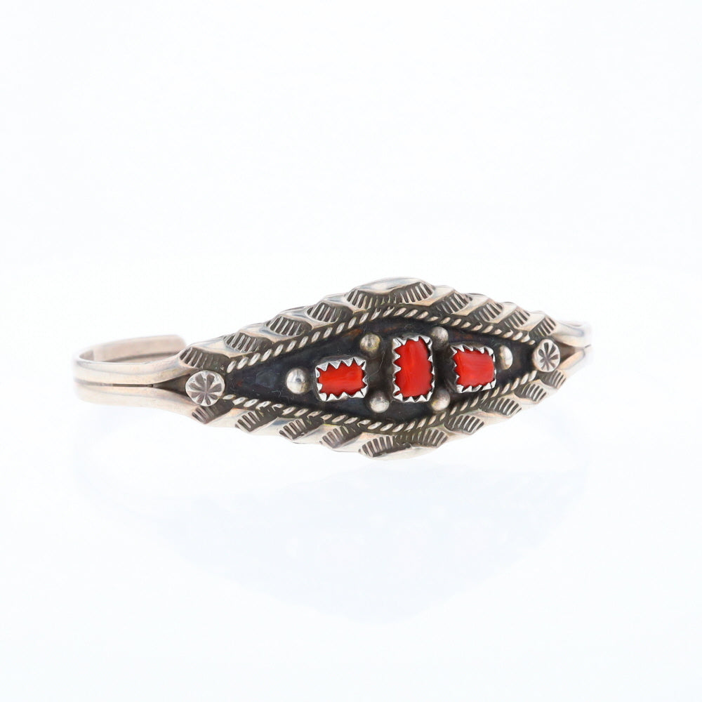 Sterling Silver Coral Cuff Bracelet