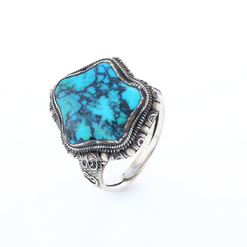 Adjustable Star Shaped Turquoise Ring