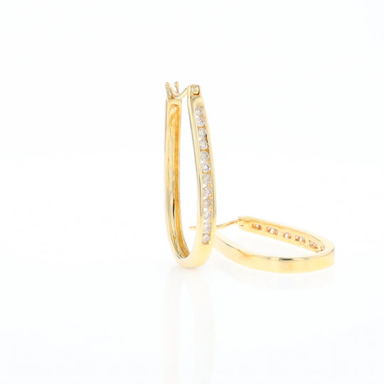 U-Shaped Channel Set Diamond Hoop Earrings