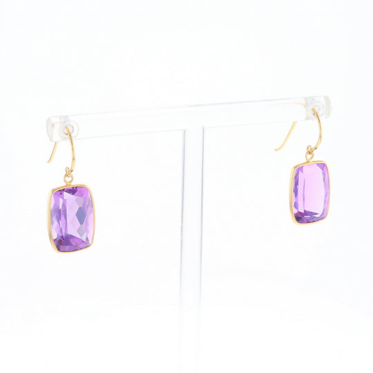 Solitaire Amethyst Dangle Earrings