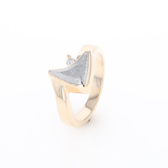 Meteorite Ring Boat Sail Inlaid Design with .04ctw Round Diamond