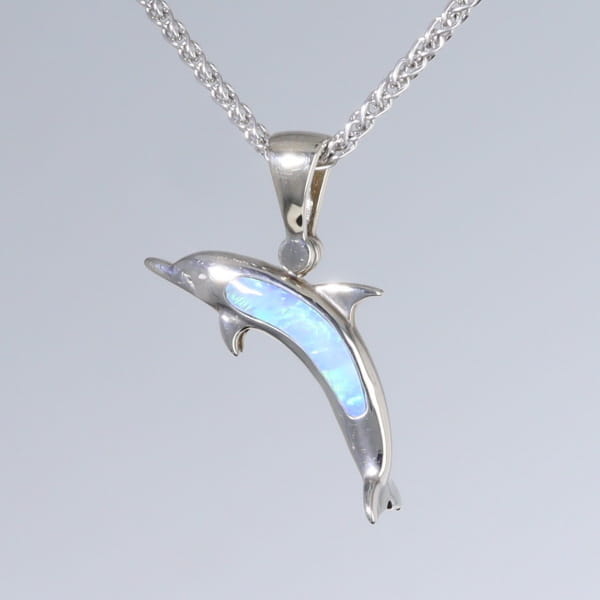 Opal Pendant Inlaid Sea Life Dolphin