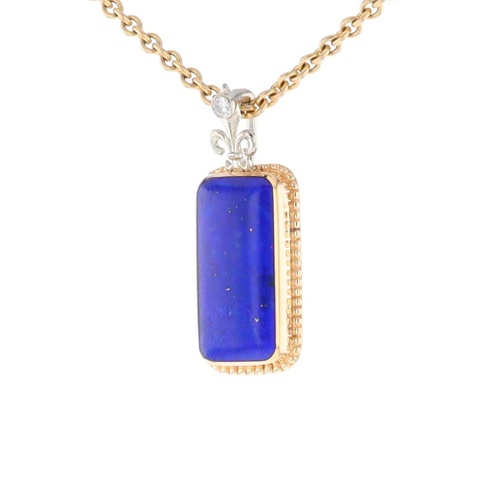 Lapis Milgrain Rectangle Pendant