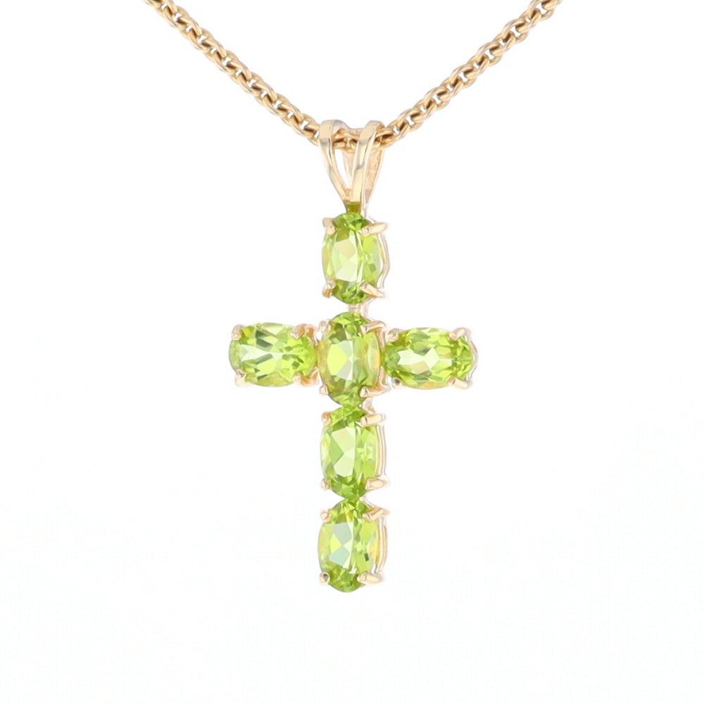 Oval Peridot Cross Pendant