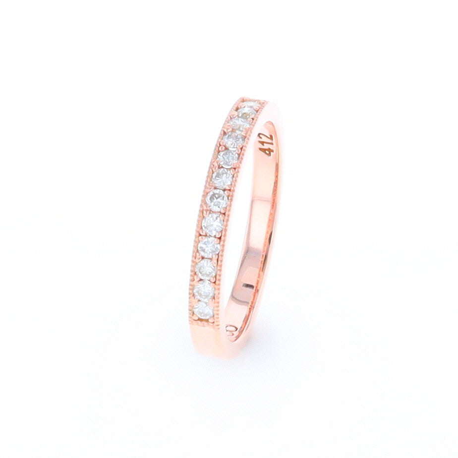 Rose Gold Milgrain Diamond Wedding Band