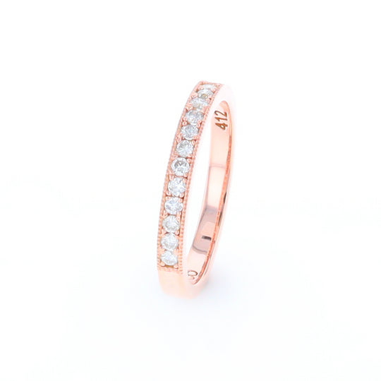 Rose Gold Milgrain Diamond Wedding Band