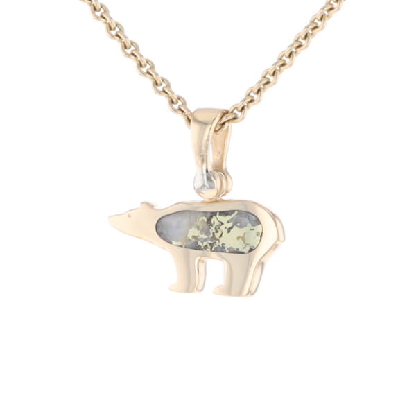 Gold Quartz Inlaid Polar Bear Pendant