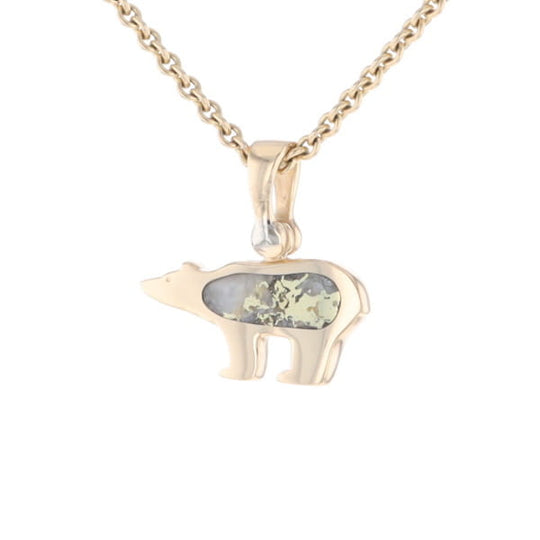 Gold Quartz Inlaid Polar Bear Pendant