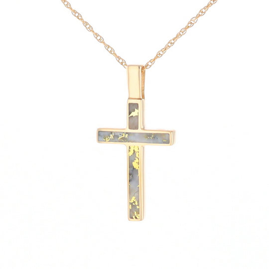 Three Section Gold Quartz Cross - G2