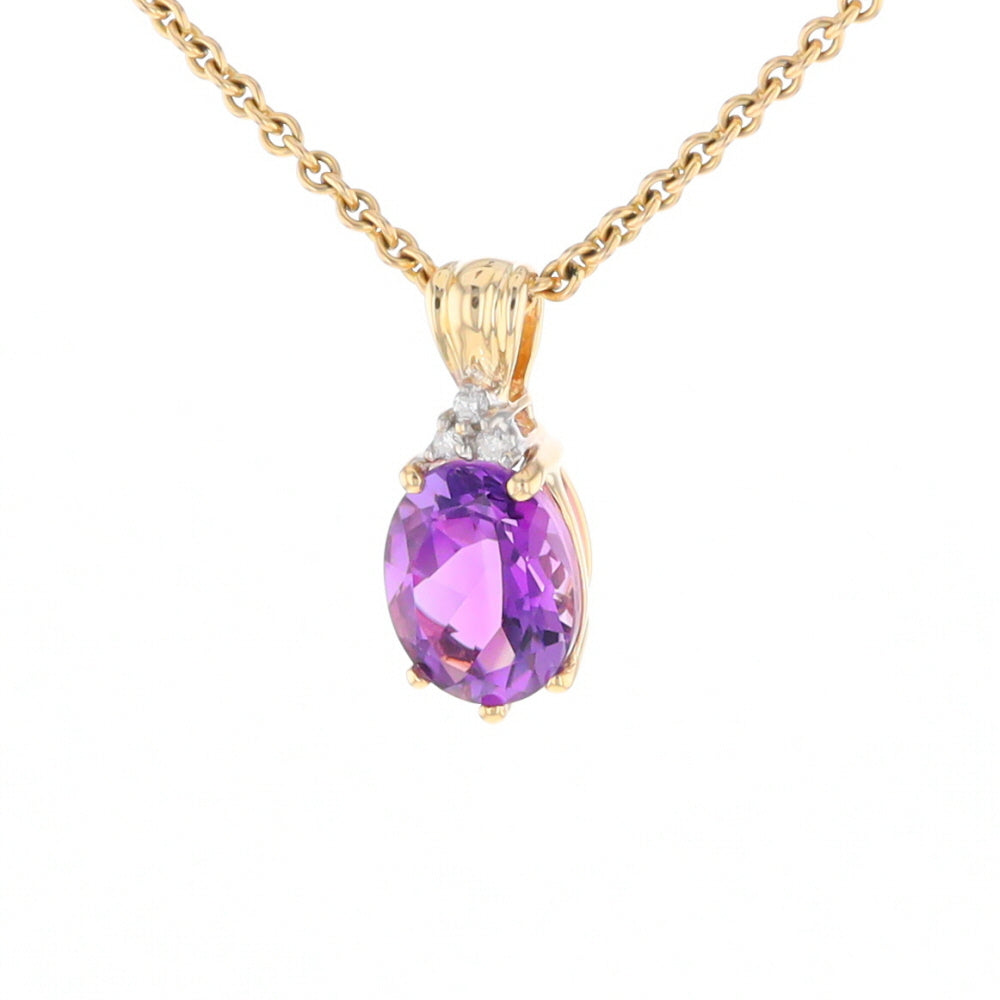 Oval Amethyst Diamond Pendant