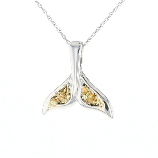 Whale Tail Necklaces Natural Nuggets Double Inlaid Sea Life Pendant