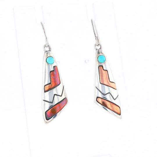 Native Triangle Turquoise Hook Earrings