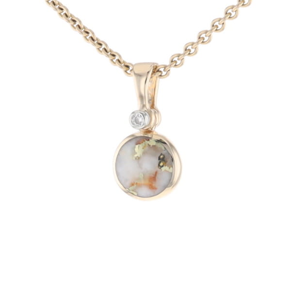 Round Gold Quartz Inlaid Pendant
