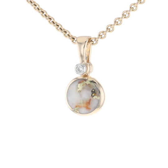 Round Gold Quartz Inlaid Pendant