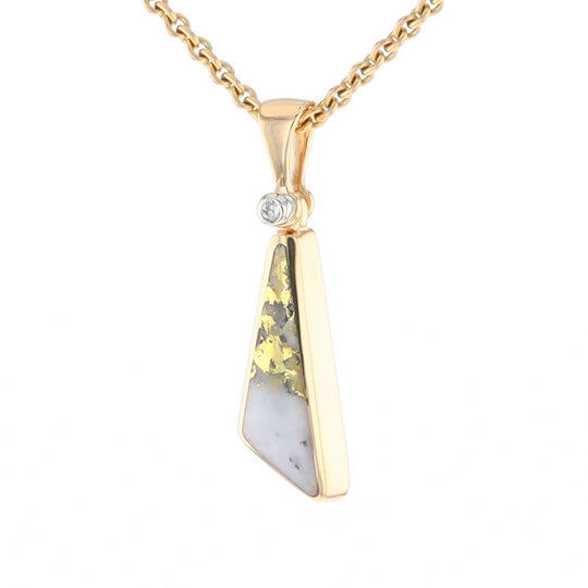 Triangular Gold Quartz Pendant - G2