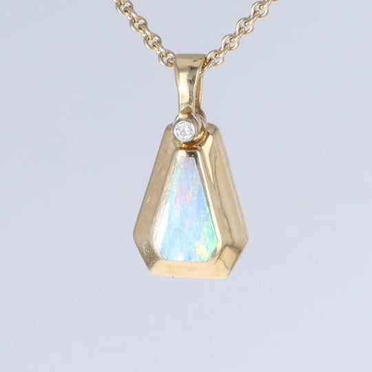 Opal Triangle Inlay with .02ctw Diamond Pendant