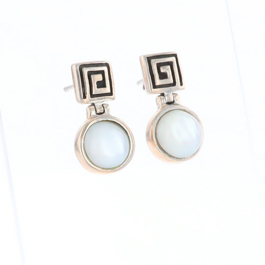 Square Swirl Mother of Pearl Stud Earrings