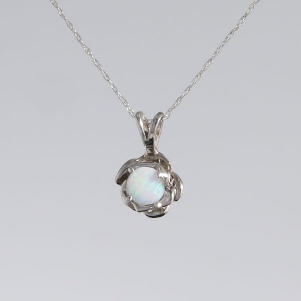 White Opal Flower Pendant